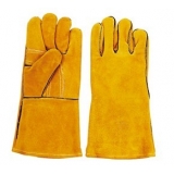 WG-E01, Split Cowhide Leather Welding Gloves, Golden, Cotton Lining