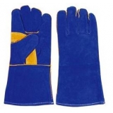 WG-E01, Split Cowhide Leather Welding Gloves, Blue, Cotton Lining