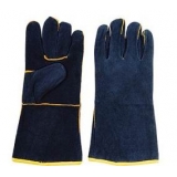 WG-E01, Split Cowhide Leather Welding Gloves,Dark Blue, Cotton Lining