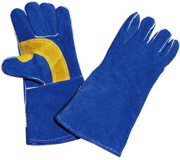 BT-5028 Series, Cow Split Leather Welding Gloves, Blue, Cotton Lining