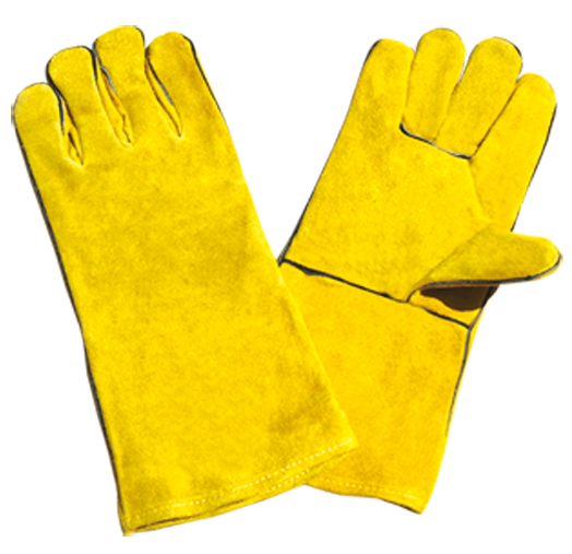 BT-5041 Series, Cow Split Leather Welding Gloves, Golden, Cotton Lining