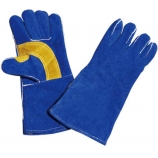 BT-5028 Series, Cow Split Leather Welding Gloves, Blue, Cotton Lining