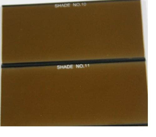 Golden welding glass