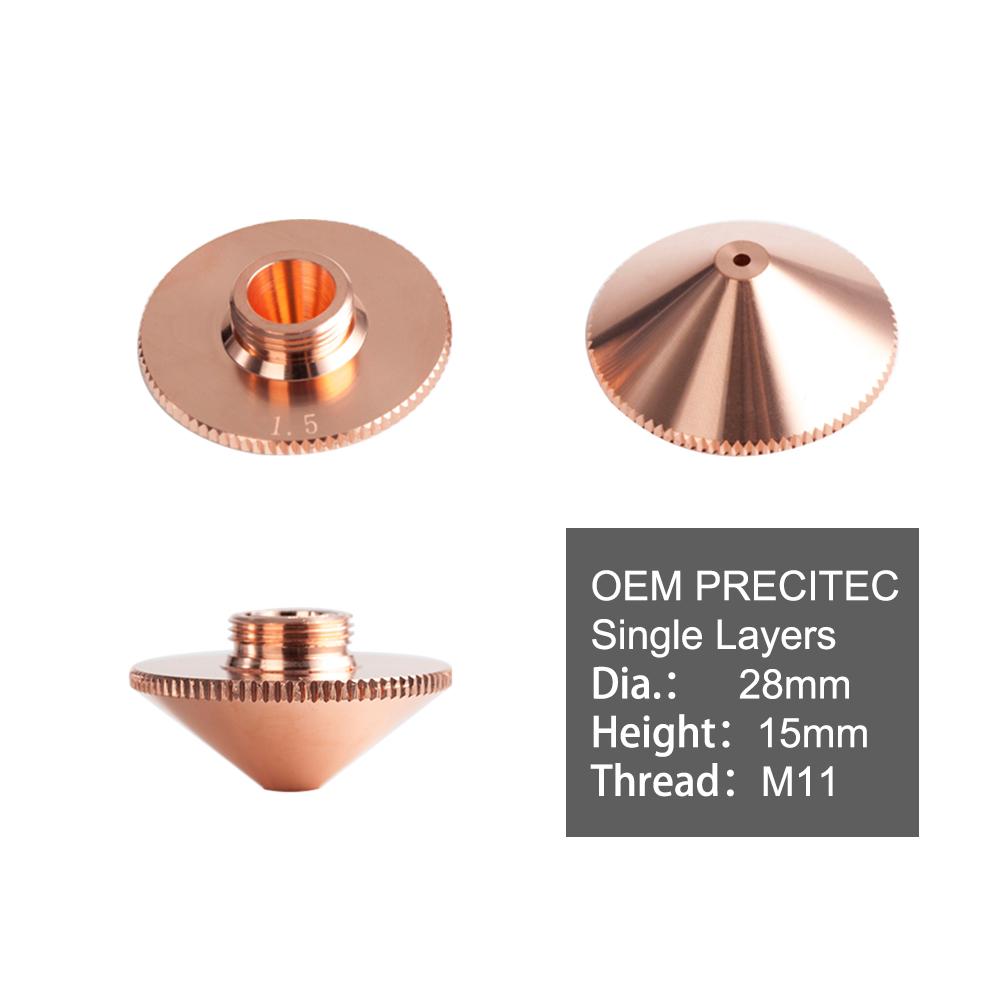 Laser Nozzle Single Layer D28*H15*M11 Caliber 0.8 - 4.0mm