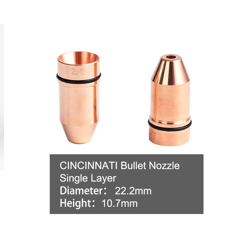 CINCINNATI Bullet Laser Nozzle Single/Double Layer D22.2*H10.7mm Caliber 0.8 - 4.0mm