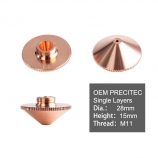Laser Nozzle Single Layer D28*H15*M11 Caliber 0.8 - 4.0mm