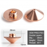 Laser Nozzle Double Layers D28*H15*M11 Caliber 0.8 - 4.0