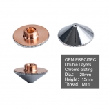 Laser Nozzle Double Layers Chrome-plating D28*H15*M11 Caliber 0.8 - 4.0mm