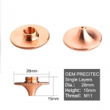 Laser Bulge Nozzle Single Layer D28*H11/15*M11 Caliber 0.8 - 4.0HD for Precitec 1064nm Fiber Laser Cutting Head